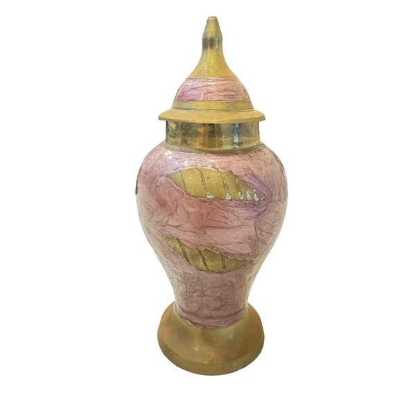 Vintage Brass Ginger Jar Purple Sea Creature Themed  Enamel Lidded  7in
Preloved - Picture 3 of 10